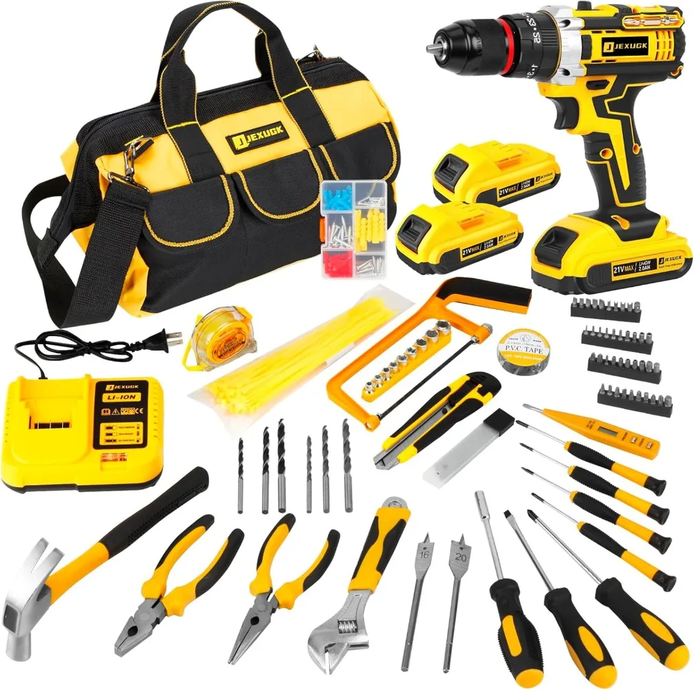 Multifuncional sem fio Drill Set, Kit Início Belt, Drill Driver, 21V, é seguro e durável, 245 pcs