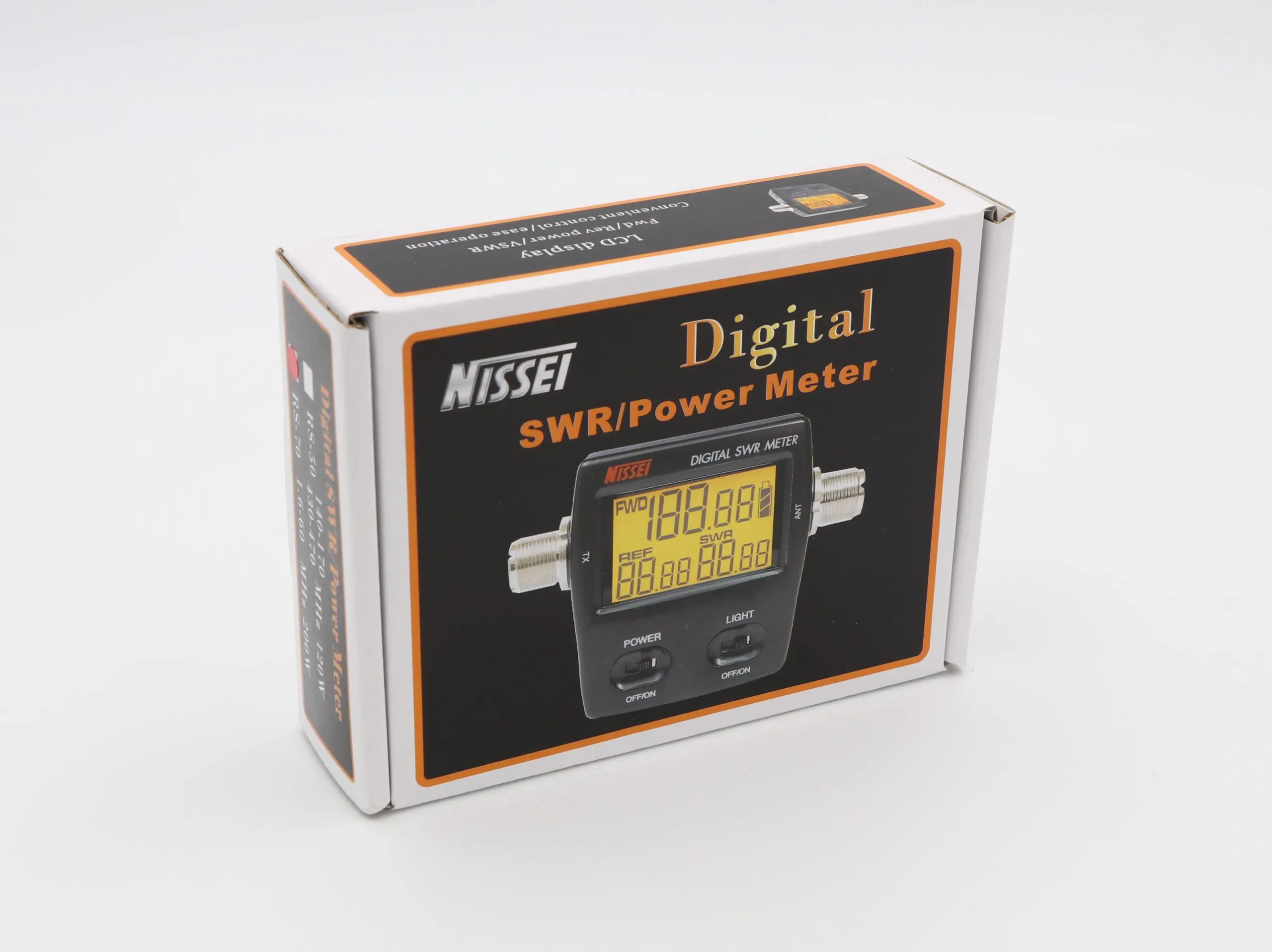 NISSEI RS70 Digitales SWR- und Wattmeter, 1,6–60 MHz, HF-Bänder, 200 W Leistung, SO239 (M-Typ), Anschluss für tragbares Funkgerät