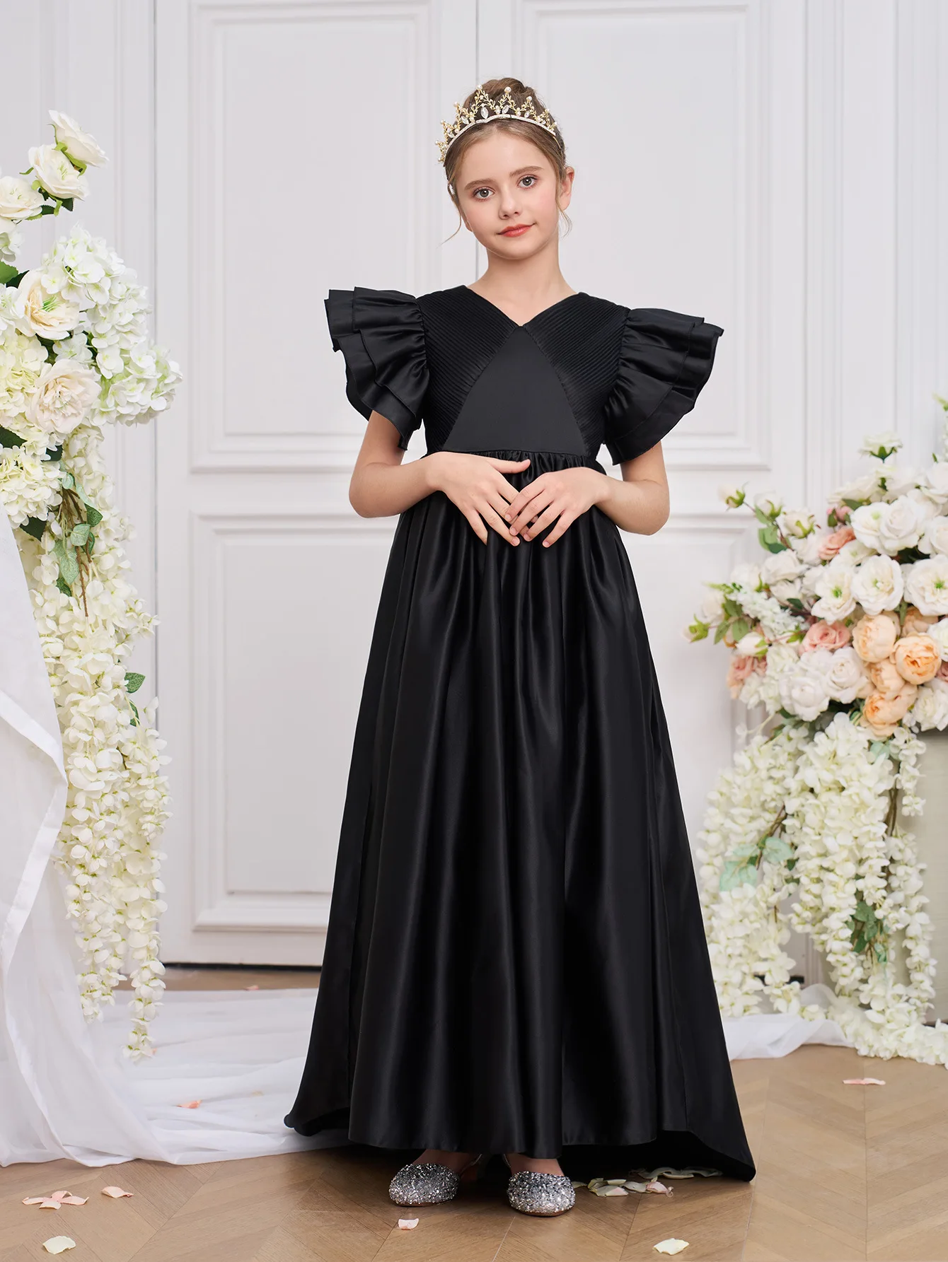 Girls Party Dresses Trailing Girl's Ceremonial Dress Elegant Teenage Girls Evening Party Formal Prom Long Gown Graduation Dress