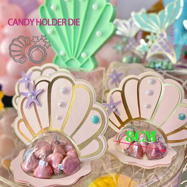 Mermaid Shell Birthday Candy dome Holder Cutting Die for Mermaid theme Party Craft Candy Holder