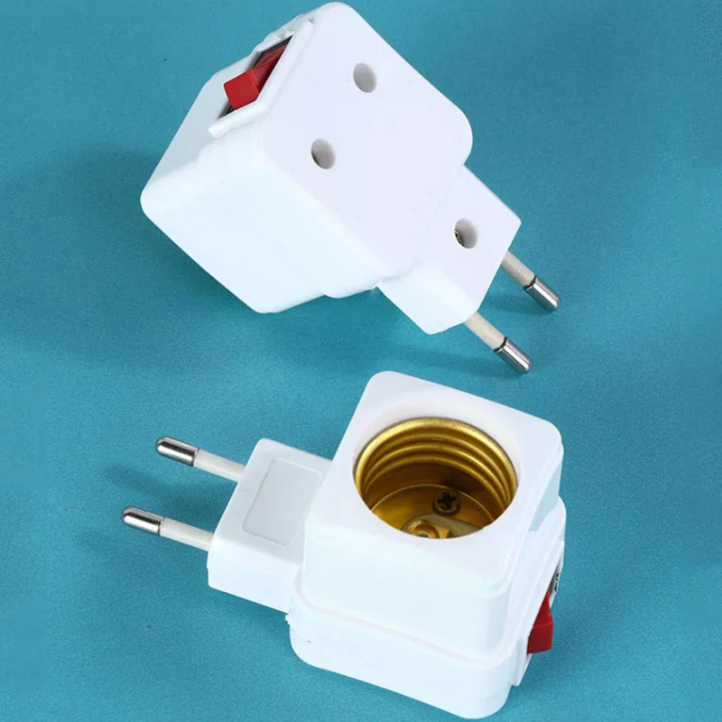 1PC E27 LED Light Socket To EU Plug Holder Adapter Converter ON/OFF For Bulb Lamp
