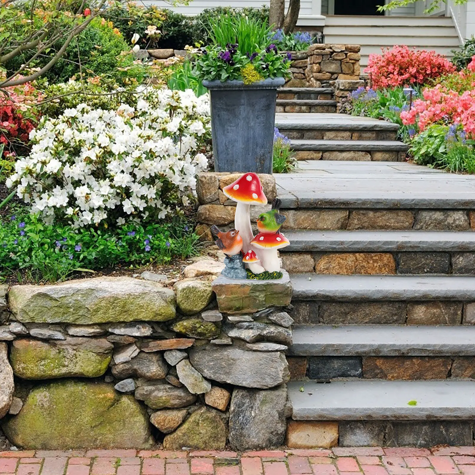 

Mini Resin Mushroom Bird Sculpture Garden Decoration Craft for Yard Lawn Outdoor Scene Layout Ornamental Decor