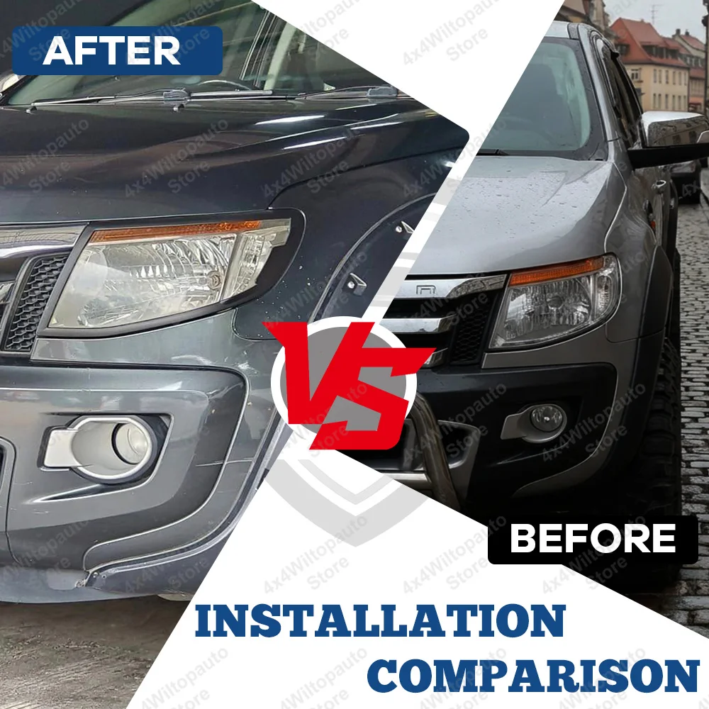 Headlight Cover Trim For Ford Ranger T6 2012-2015 Wildtrak XLT XLS XL ABS Matte Black Front Lamp Protector Exterior Accessories