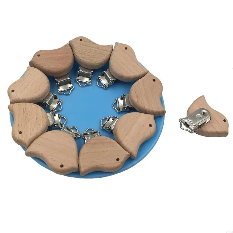 Natural Beech Clip Cartoon Animal Dummy Clip for Baby Pacifier Chain L8RB