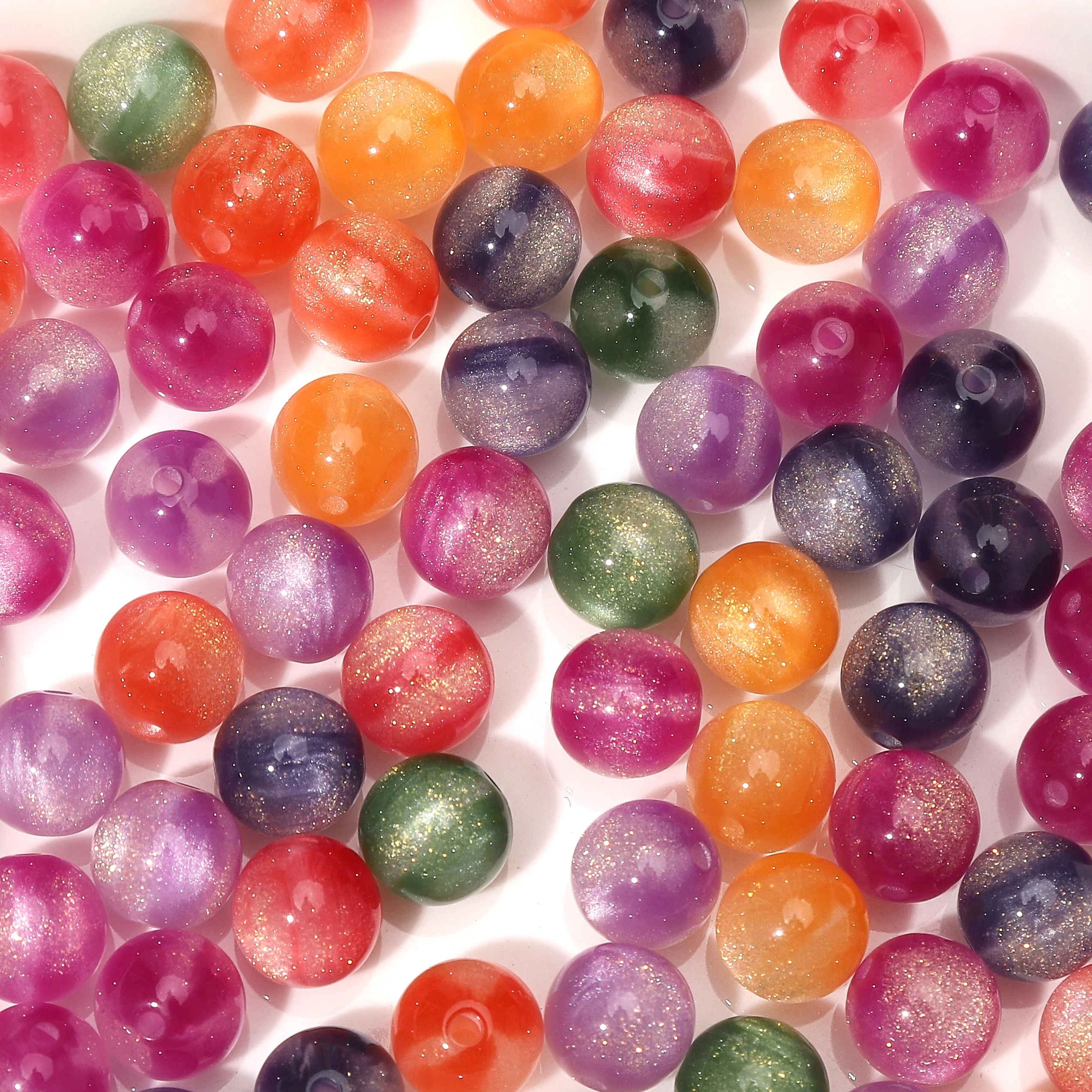 10mm 50pcs UV Light Color Changing Resin Round Beads Loose Spacer Beads For DIY Bracelet Necklace Craft Jewelry Making Supplies image 2
