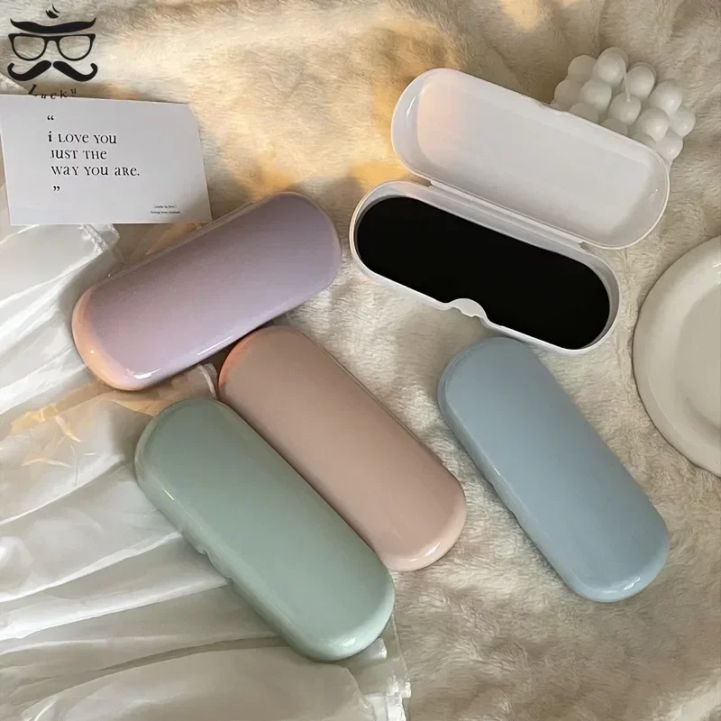 Cream Colored Glasses Case Women Portable Cute Sunglasses Myopia Glasses Storage Box Travel Glasses Protective Organizer