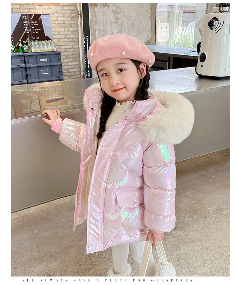2-10 Jahre Winter-Mädchenjacke mit süßen Flügeln, warmem Pelzkragen, Prinzessinnenmantel mit Kapuze, Reißverschluss-Parka, Schneeanzug, winddichte Oberbekleidung – Detail 7