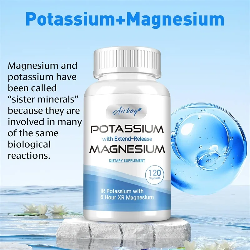 Potassium with Extend-Release Magnesium - for Heart Health, Blood Pressure Support, Improve Blood Circulation - Non-GMO