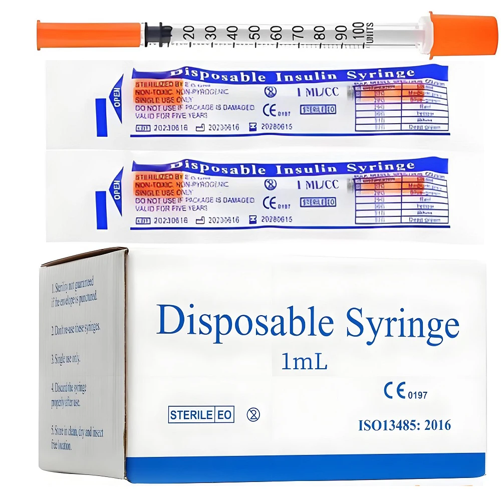 1ml/1cc 31G 8mm Disposable Syringe with Needle for Experiment,Pet Medication,Printing Inking,Liquid Separation,Glue,Cake Decor
