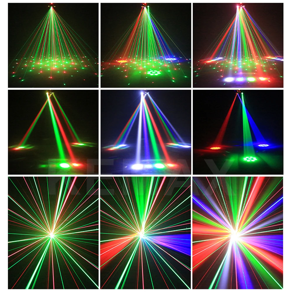 80Wディスコパーティーライト 6アームミニビームムービングヘッド ストロボ効果ライト リモートDMX512コントロール DJモバイルステージ クラブ/結婚式用