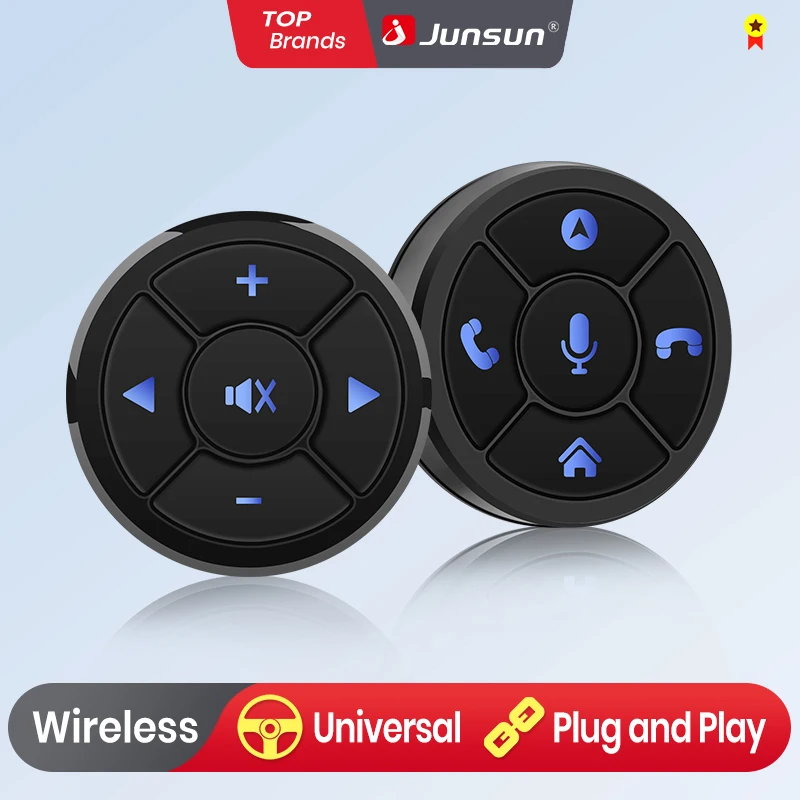Junsun – bouton de commande universel sans fil pour volant de voiture, pour Autoradio Android, 10 touches, fonctions à distance avec lumière LED