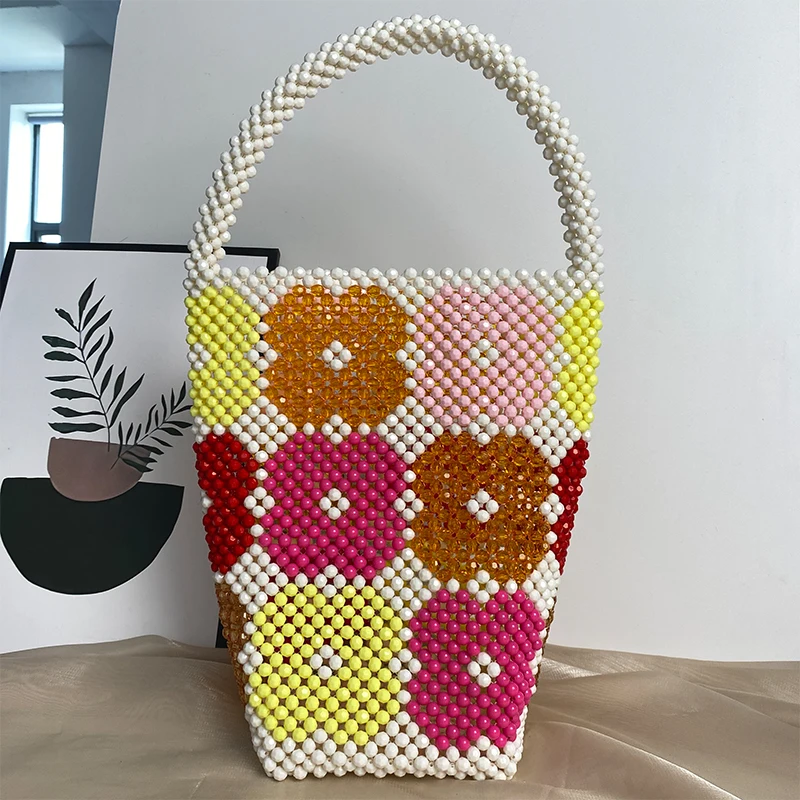 Flower Bucket Handheld Beaded Ladies Bags High Luxury INS Evening Bag Fashion Bucket Crystal Pearl Women\'s Handbag Customization