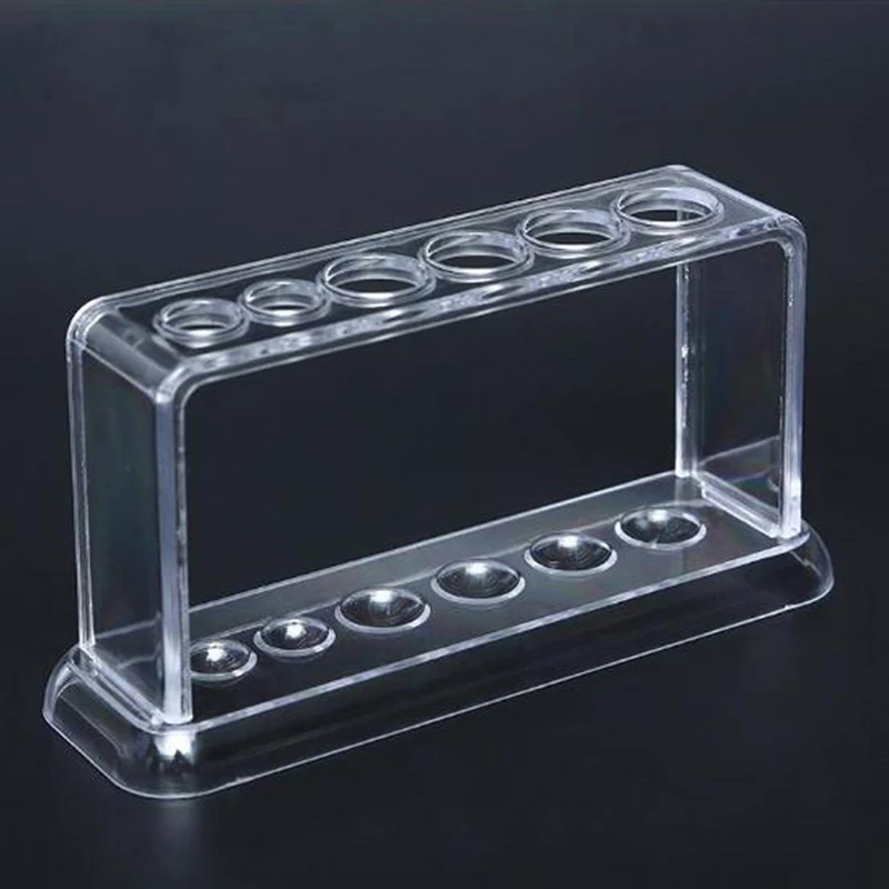 

(BBQ4)1pc Transparent Plastic Clear Test Tube Rack 6 Holes Stand Lab Test Tube Stand Shelf 16.7*8*3cm