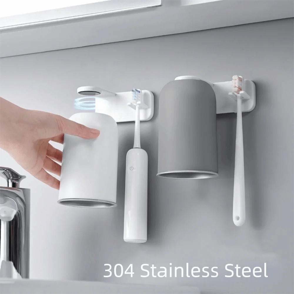 

Wall Mounted Magnetic Toothbrush Holder Magnetic 304 Stainless Steel Toothbrush Storage Rack Simple No-Nail Installation