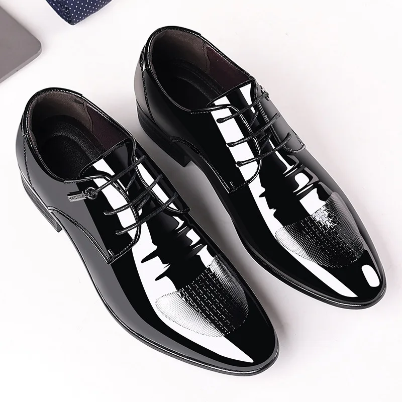 

Luxury Business Oxford Leather Shoes Men Breathable Patent Leather Formal Shoes Plus Size Man Office Wedding Flats Male Black
