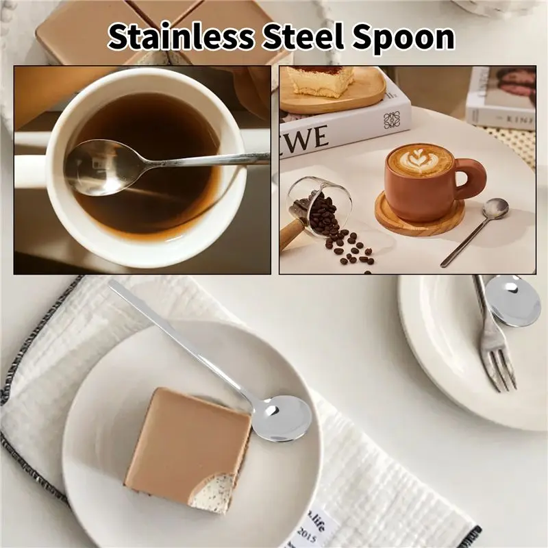 HLZS-1 Pcs/Set Coffee Scoop 304 Stainless Steel Coffee Spoon With Long Handle Dessert Tea Spoon Set Kitchen Accessories
