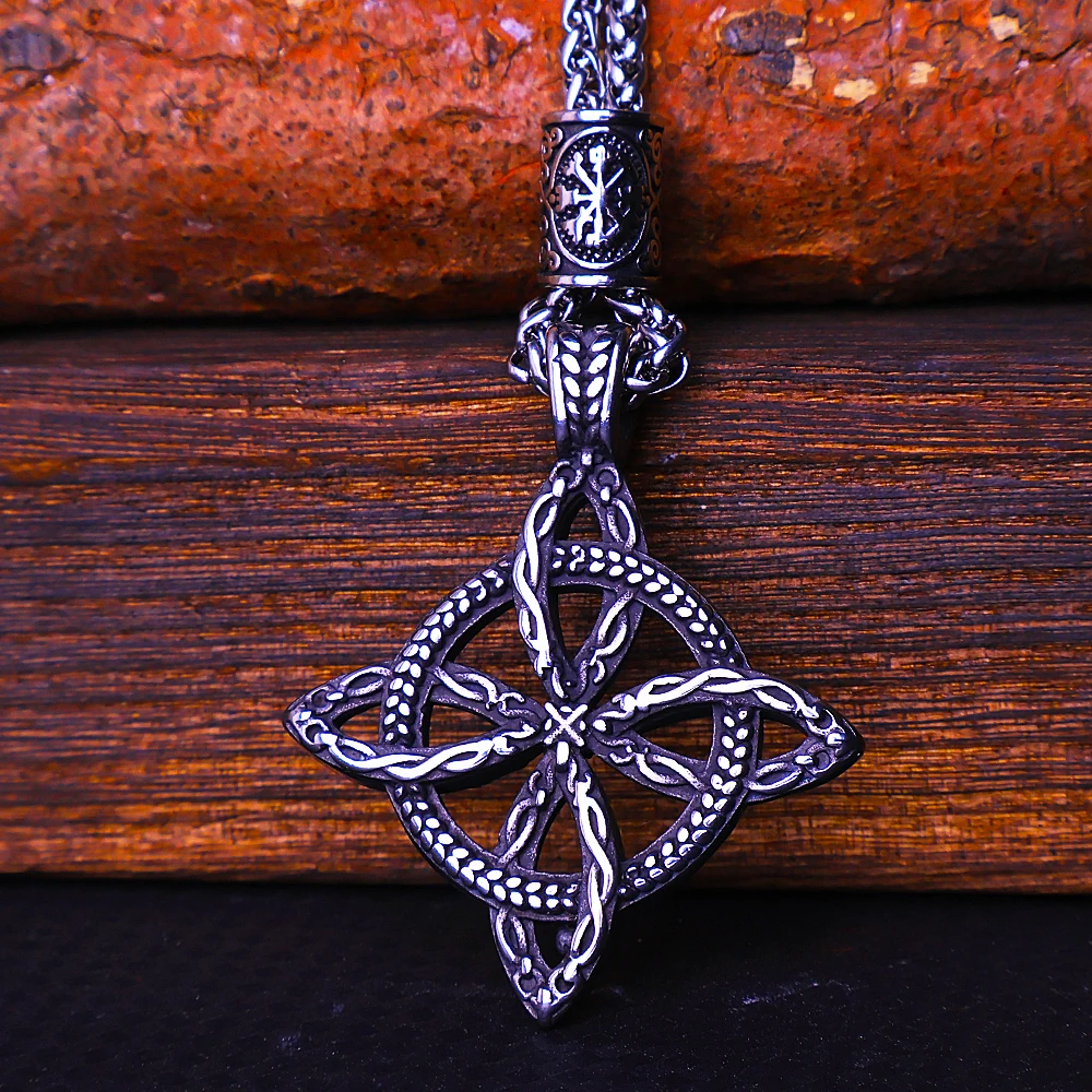 New Vintage Viking Celtics Knot Pendant Necklace Stainless Steel Nordic Odin Trinity Necklace for Men Women Amulet Jewelry Gift