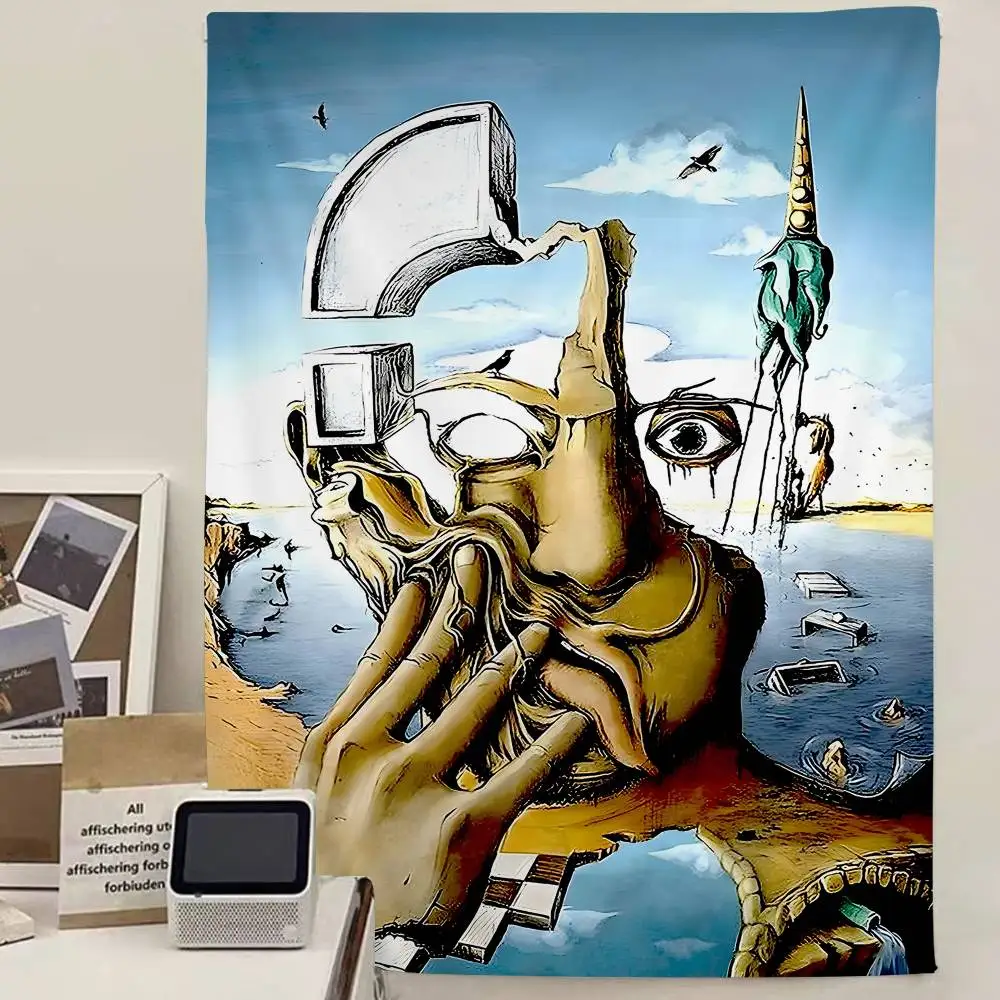 S-Salvador Dali Abstrakte Kunst Gedruckt Große Wandteppich Günstige Hippie Wandbehang Böhmische Wandteppiche Mandala INS