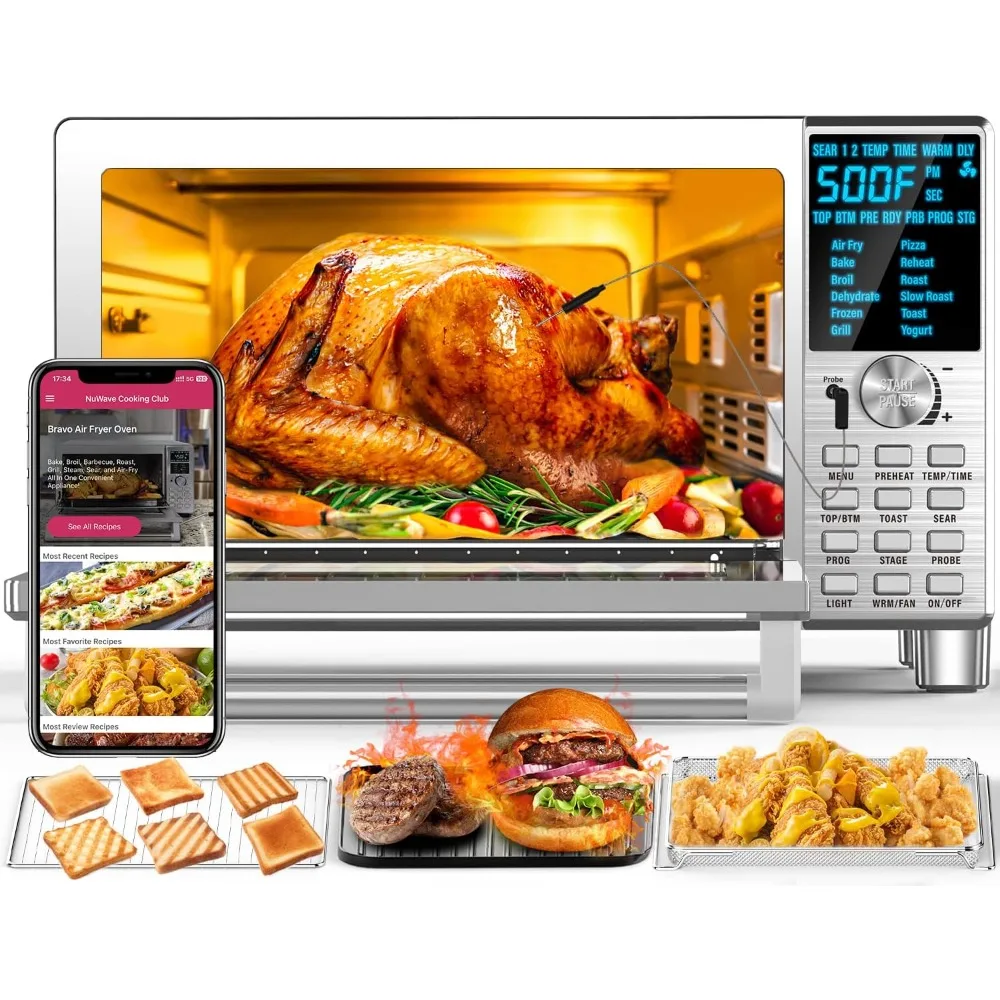 XL Air Fryer Toaster Smart Oven, 12-in-1 Countertop Grill/Griddle Combo, 30-Qt XL Capacity