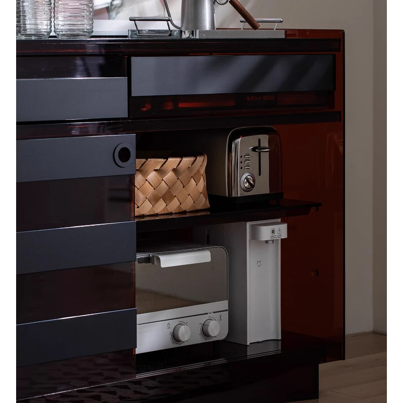 

Gray square dining side cabinet villa antique storage locker wine cabinet