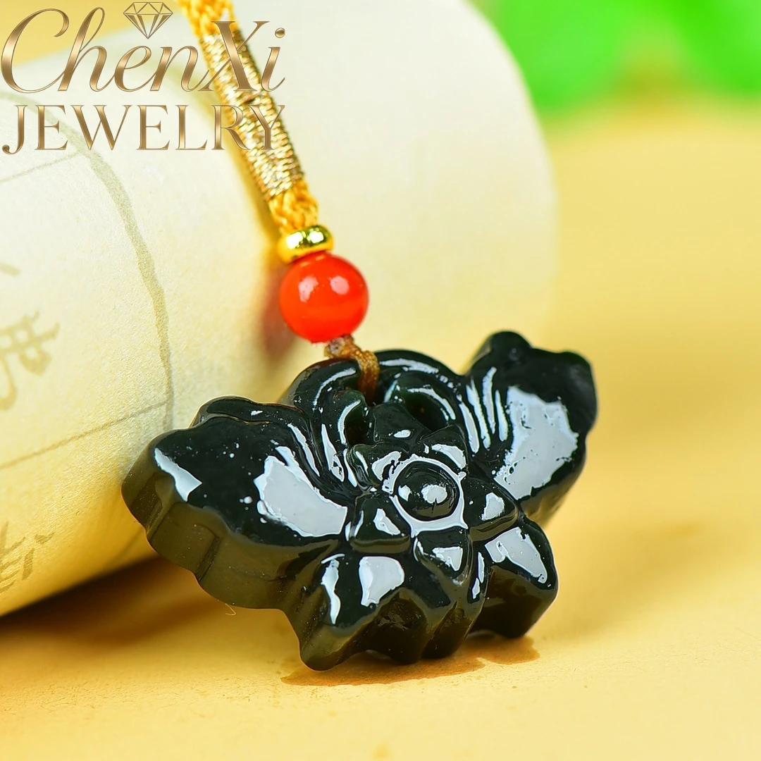 

High-End Natural Hetian Jade Butterfly Pendant Luxury Quality Fashion Fine Jewelry Mascots Exquisite Elegant Charms Popular Gif