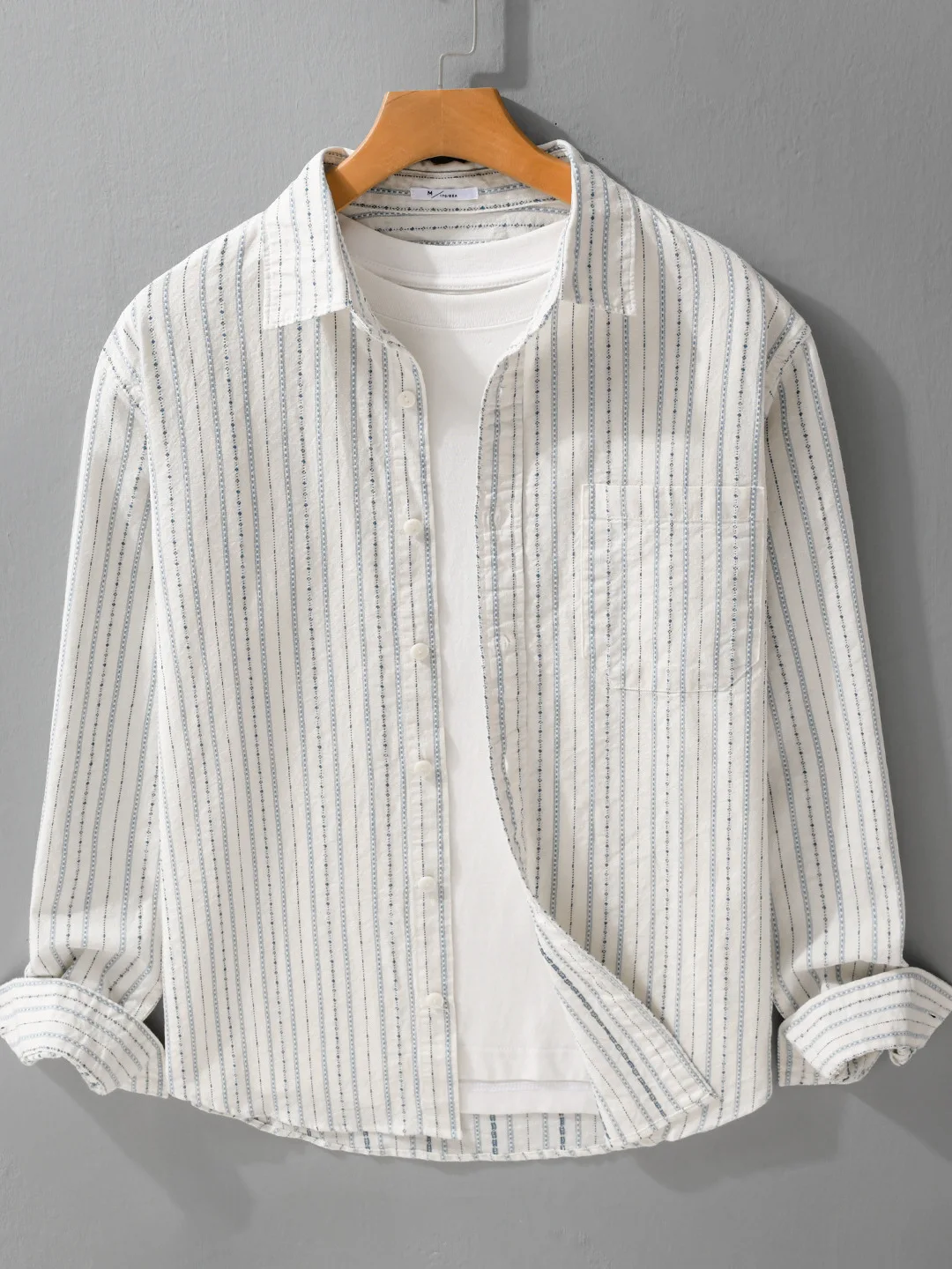 

Японская свободная рубашка из чистого хлопка с длинными рукавами в полоску, мужская, удобная, винтажная, повседневная, универсальная, на пуговицах