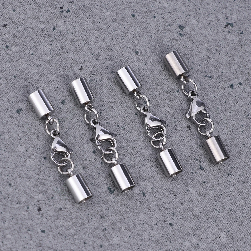 

10pcs Stainless Steel Jewelry Fastener Lobster Clasp String Connector For Necklace Bracelet Diy Craft 3Mm Hole Silver Durable