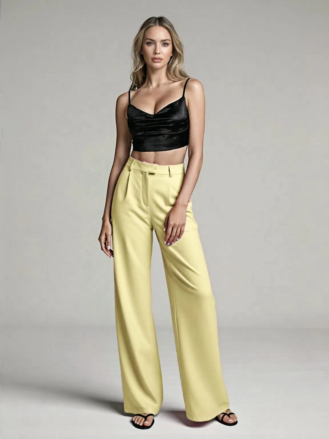 سراويل أوروبية وأمريكية جديدة للتنقل عالية الخصر معلقة بأرجل مستقيمة للارتداء الرسمي وغير الرسمي