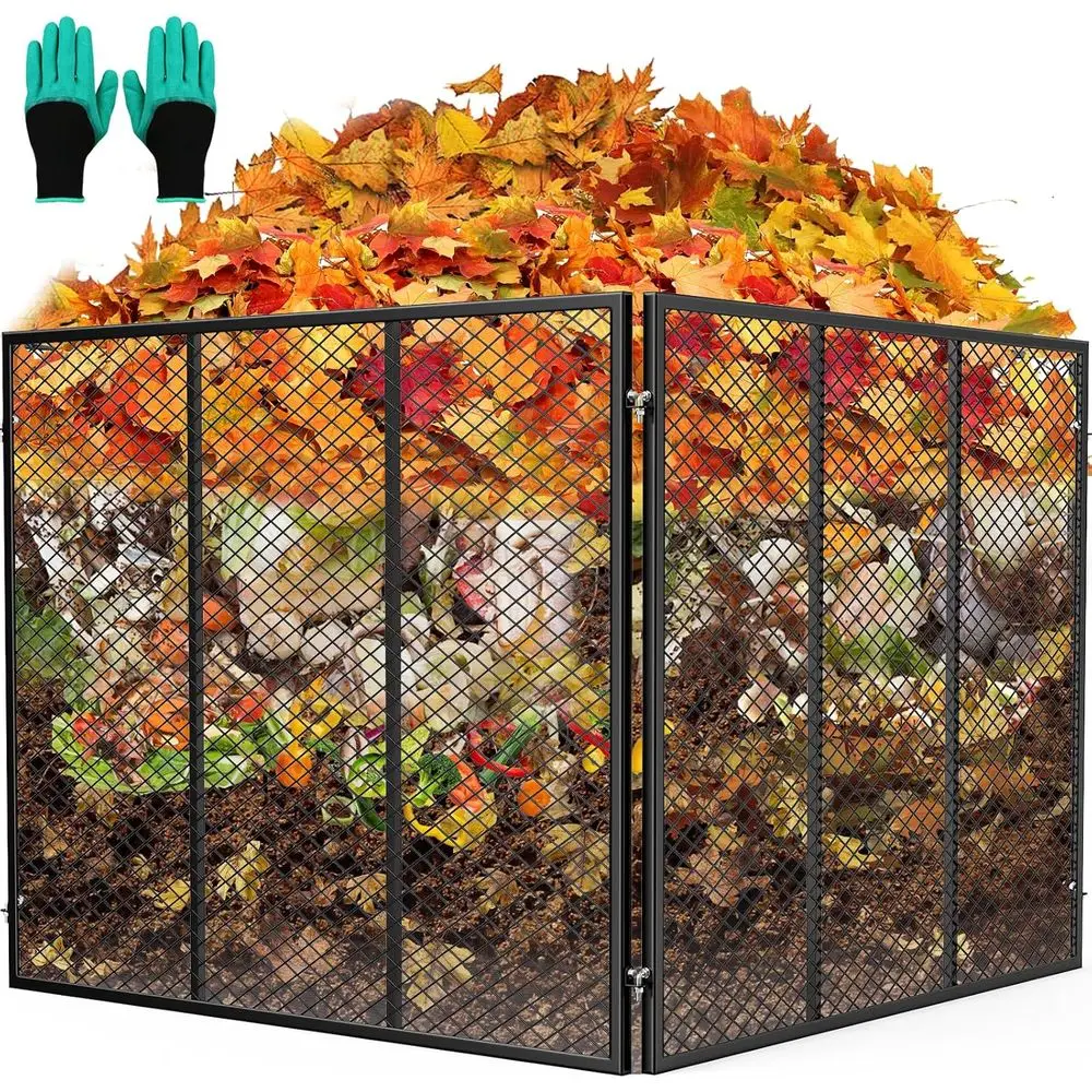 Large Compost Bin, 172 Gallon Metal Wire Mesh Composter for Outdoor, Waterproof Composting Bin with Rust-Proof Coating, Easy Ass