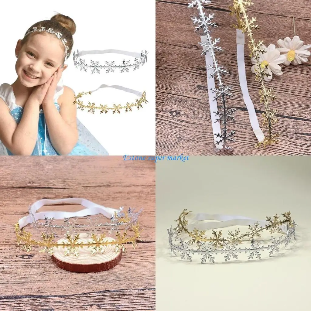 

090B Ленты для волос со снежинками. Прекрасные тканевые ленты для волос. Полые головные уборы для маленьких девочек.