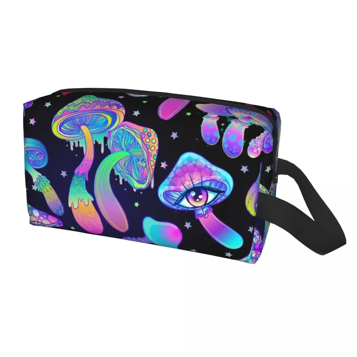 Personalizado psicodélico cogumelo mágico trippy hippie saco de higiene feminina organizador de maquiagem cosmética senhoras armazenamento de beleza dopp kit caixa