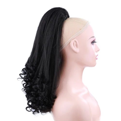 Extensión de cola de caballo de extremo rizado largo sintético, extensión de cabello con Clip de cola de caballo de aspecto Natural para mujeres