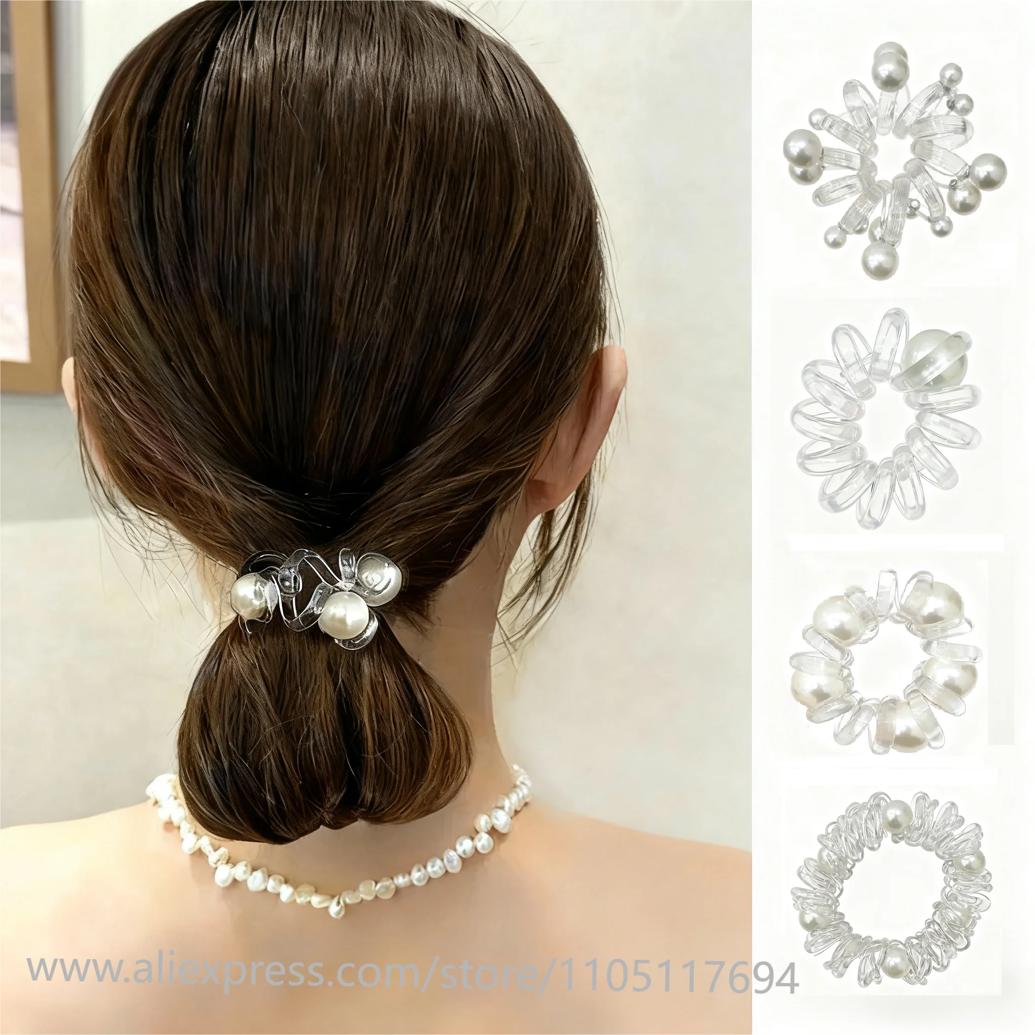 Pearl Transparent High Elasticity Hair Tie Non-Damaging Hair Rope Sweet Cool Spicy Girl Hair Rope Hair Accessory