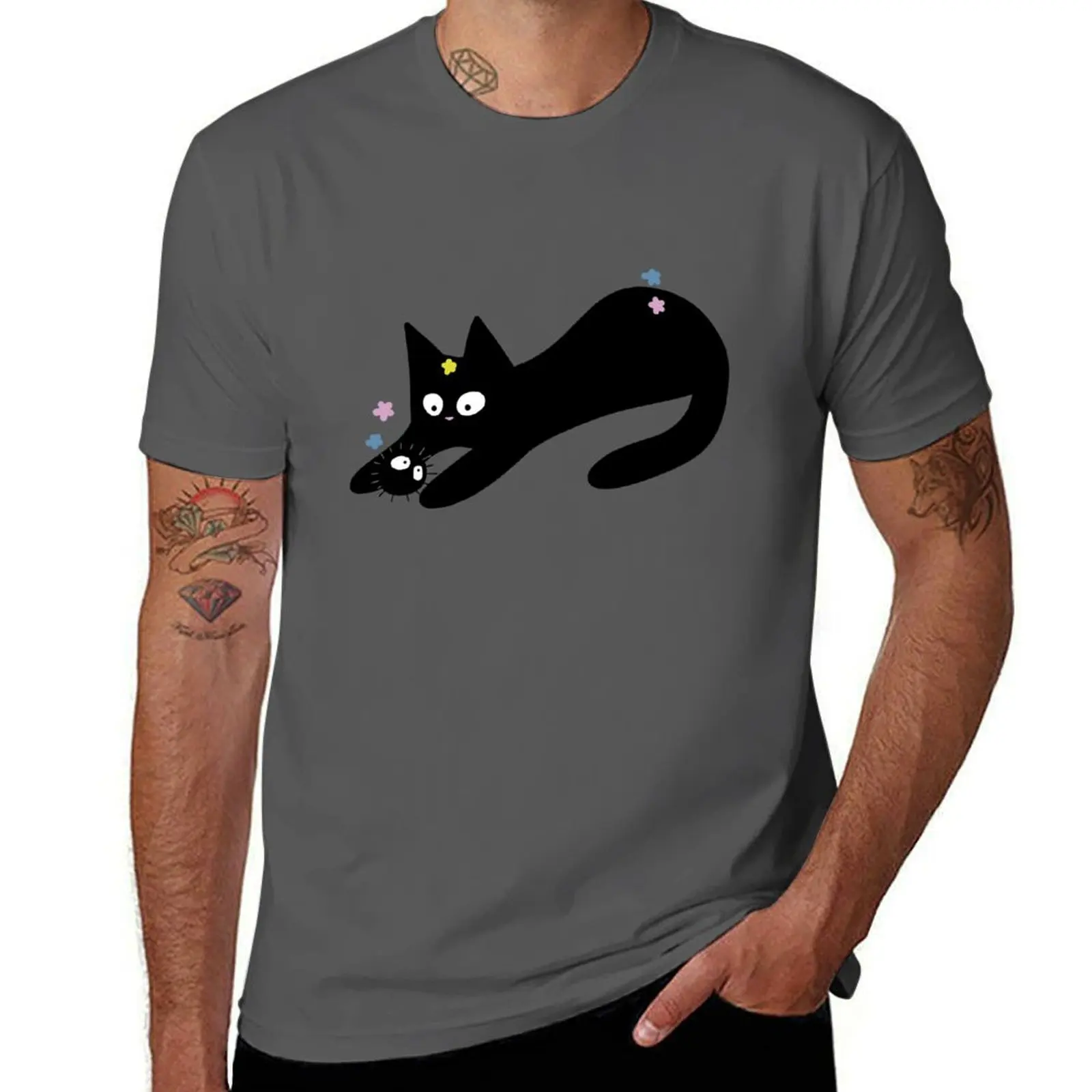 

Black Cat Soot Sprite Caught T-Shirt High Elasticity Sports T-Shirt