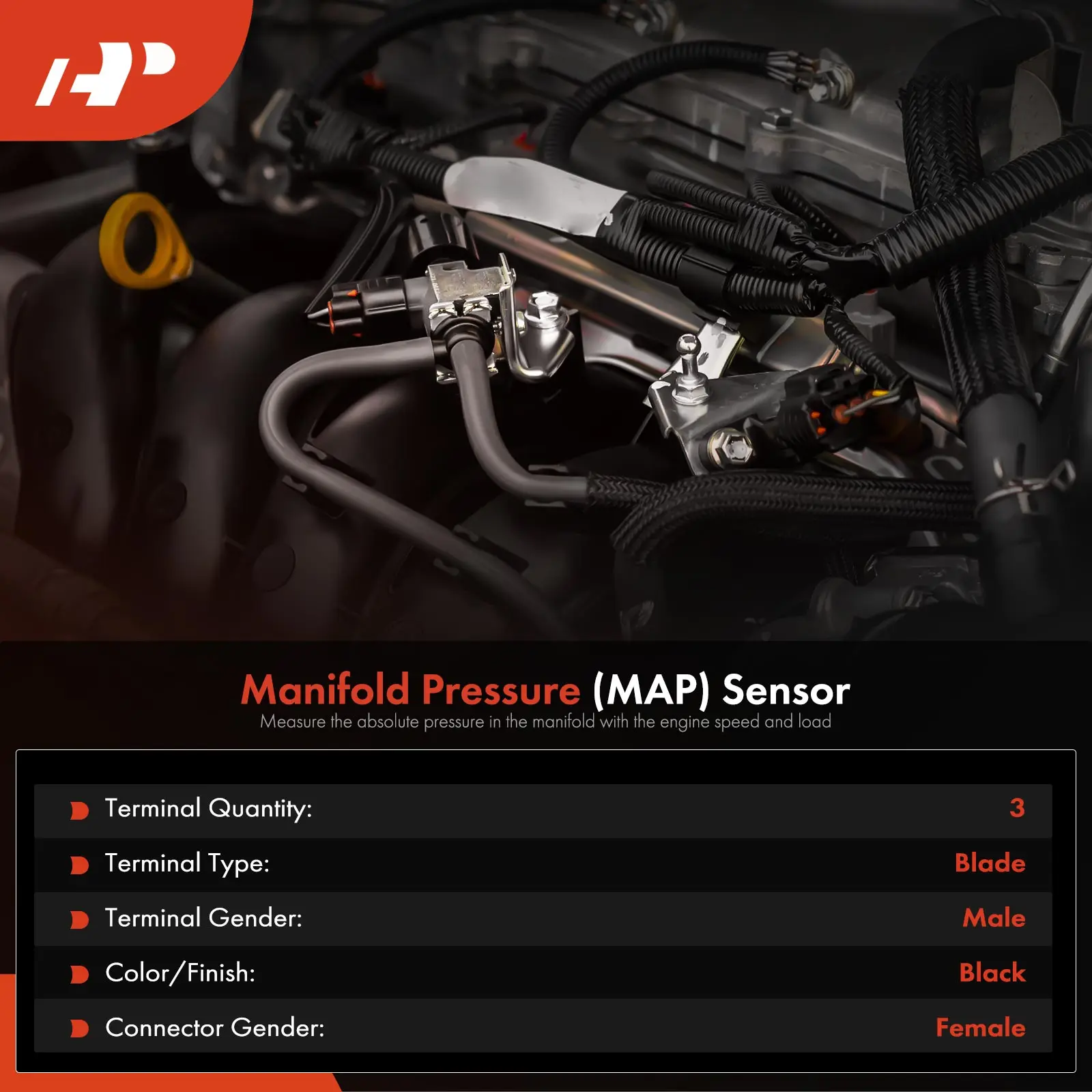 A-Premium Front Engine Differential Pressure Sensor with 3-Blade for Cummins ISX 4921728