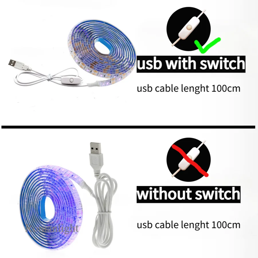 5V USB LED Strip Light with Switch Decoration Waterproof Tape for House Room Backlight 1M 2M 3M 5M Ribbon