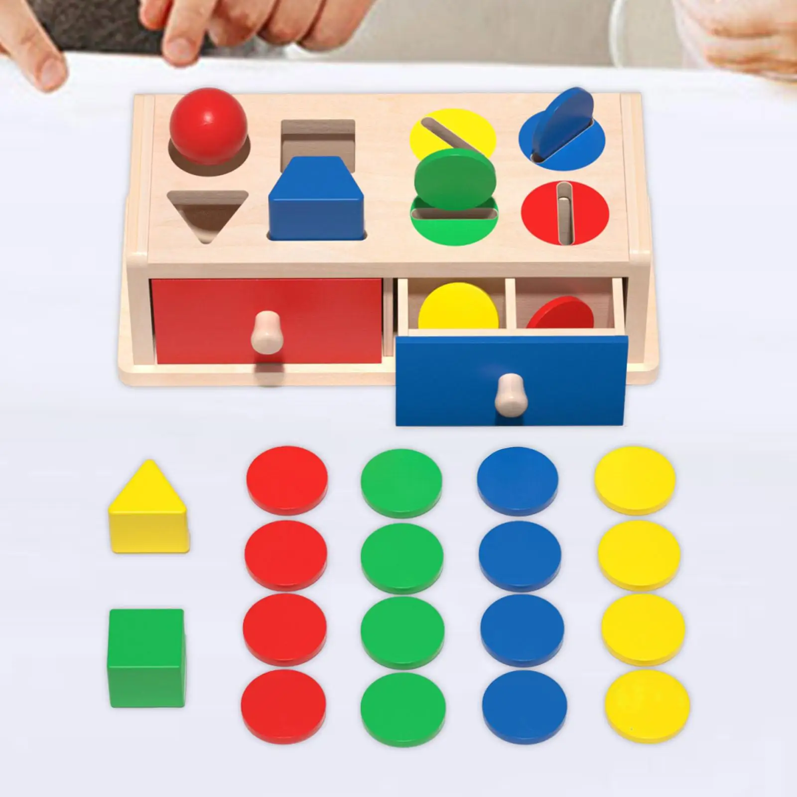 Wooden Object Colorful with Drawers Shape Matching Ball Drop Box Educational Toy for Game Interaction Teaching Activity Birthday