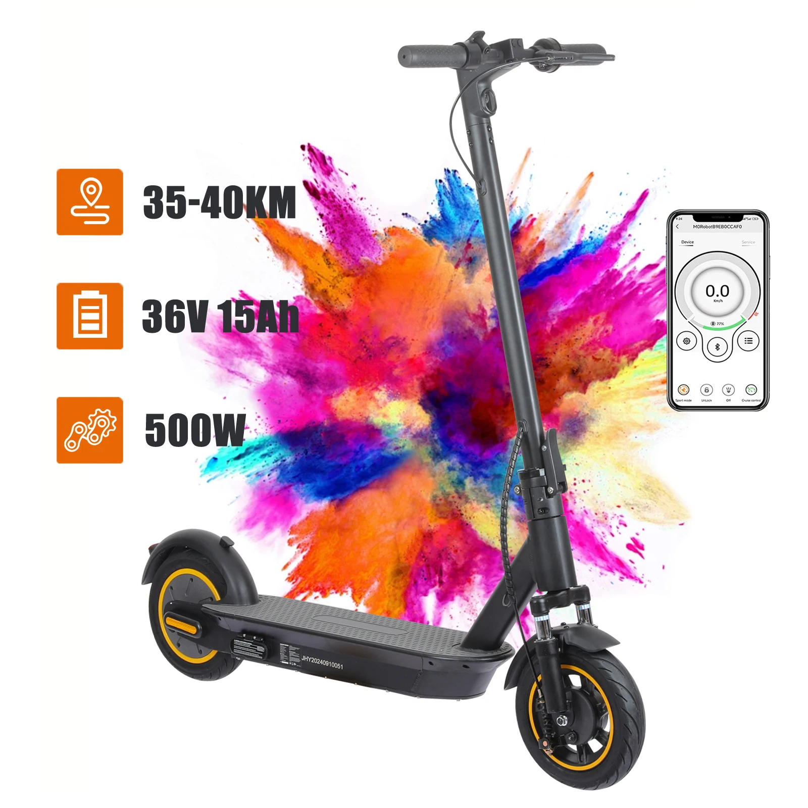 500W Adult Electric Scooter with Shock Absorbers,36V 13Ah Battery,Load 330lbs,APP Support E-Scooter,Folding Commuter Scooter