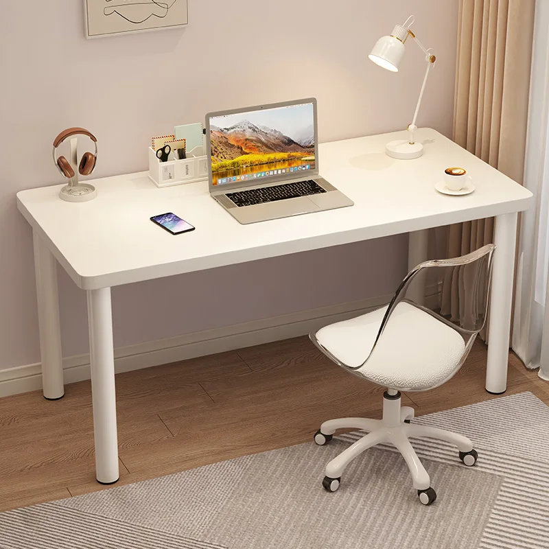 Simple Warm White Wall-mounted Study Desk, Rectangular Household Computer Table with Smooth Desktop for Bedroom Working Area