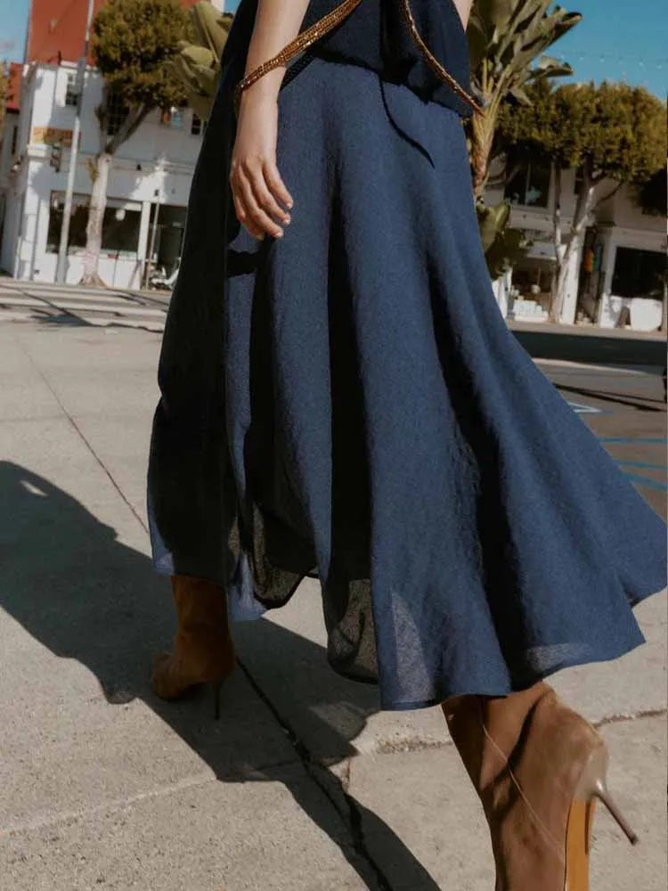 Winter Neue Damenbekleidung im europäischen und amerikanischen Stil, eleganter, schlichter, schmal geschnittener Midirock mit hoher Taille