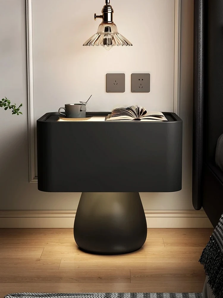 Bedside Table High-Grade Black Smart Bedside Table Bedroom Side Cabinet