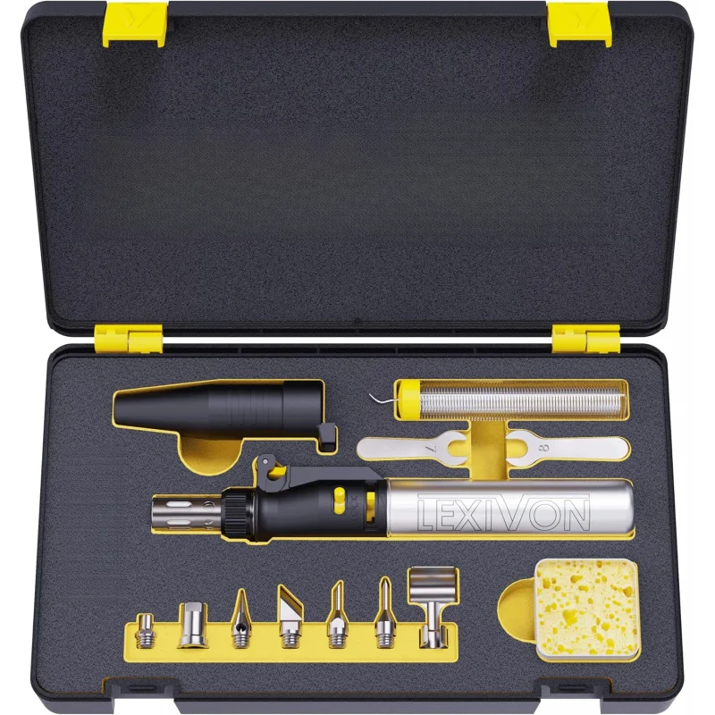 

Butane Soldering Iron Multi-Purpose Kit | Cordless Self-Igniting Adjustable Flame 7-Tip Set | Pro-Grade.