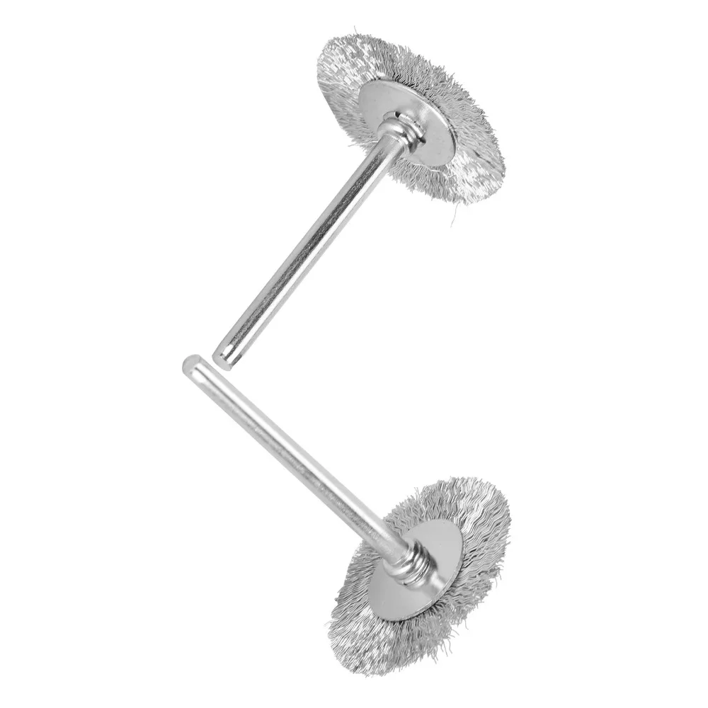 30pcs Versatile T Shape Shank Wire Brush Wheel 3mm Shank 25mm Diameter Polishing Wheel Brush Rotary Tool Brush Set Descaling