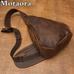 MOTAORA-Bolso de pecho de piel auténtica para hombre, bandolera de cuero de vaca, estilo Retro, hecho a mano, 2024