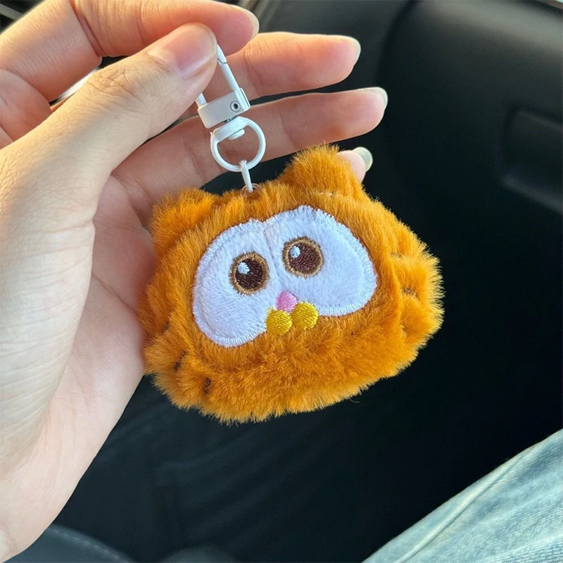 Cartoon Plush Orange Cat Doll Keychain Soft Stuffed Fluffy Bag Pendant Keyring Women Girls Birthday Gifts