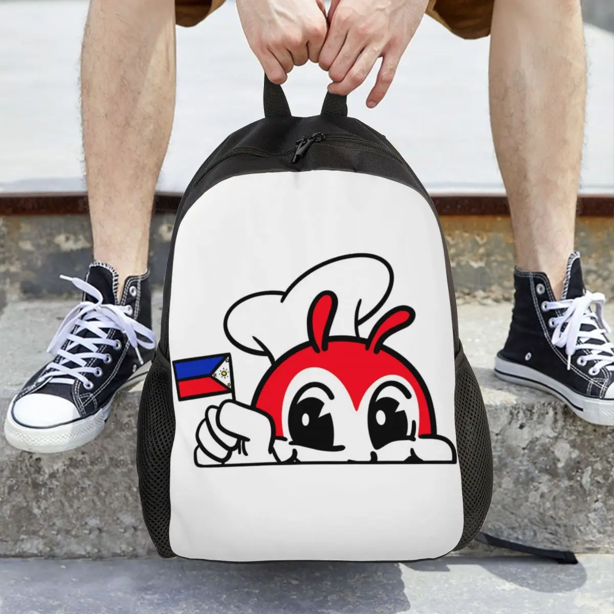 

JOLLIBEE PEEKING PHILIPPPINE FLAG FILIPINO CAP Backpack Hot Sale Daypack BookBag School Bag Shoulder Bags for Men Women