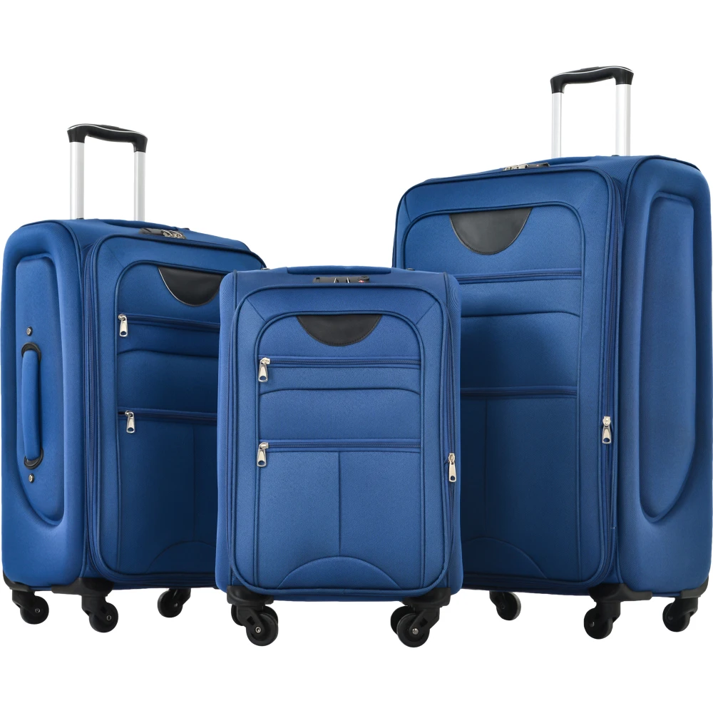 

3PCS Softside Expandable Luggage Set Lightweight Softshell Upright Suitcase Spinner Wheels Travel Set 22/26/30 Inch