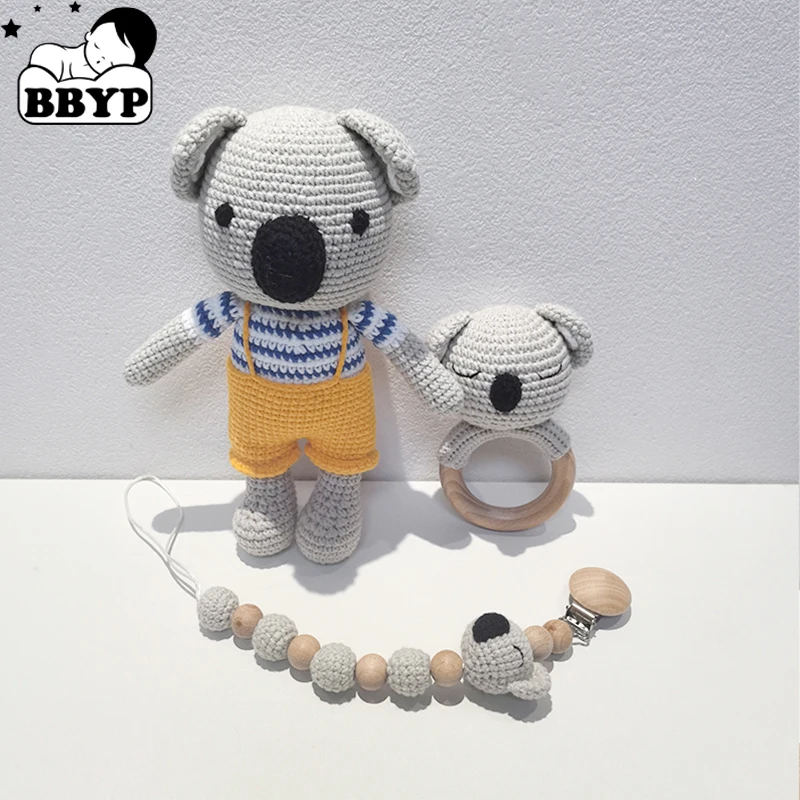 Customized Pacifier Chain Crochet Dalmatian Pacifier Chain Kawaii Koala Animal Doll Beech Wood Pacifier Clip Baby Birth Gift