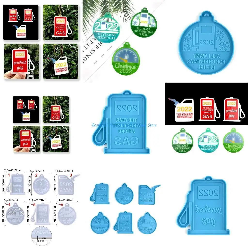 

E56A Silicone Mold Gas Station Keychain Mould With Hole Keyring Pendant DIY Craft