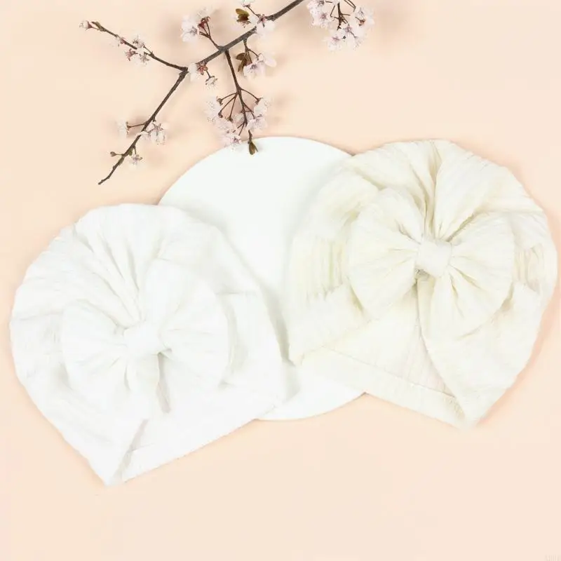 

Turban Hat Bowknot Headwrap Breathable Bonnet Caps Newborns Nursery Hospital Turban Hat Caps for Baby 0-1 Year A2UB